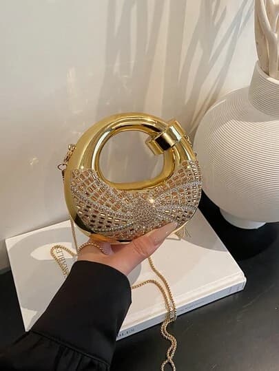 Acrylic Crescent Moon Clutch Bag with Chain main product photo - Mini Bags at ShopKaar