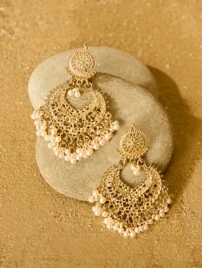 Faux Pearl Tassel Drop Earrings main product photo - Earrings at ShopKaar
